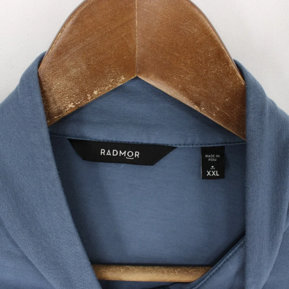 Radmor Pullover Mens XXL Blue Striped Quarter Zip Pima Cotton Golf Mock